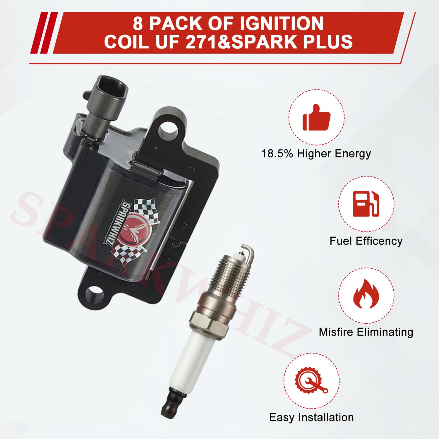 8PCS Ignition Coil + Spark Plug + Wires For Chevy GMC 4.8L 5.3L 6.0L 8.1L UF271