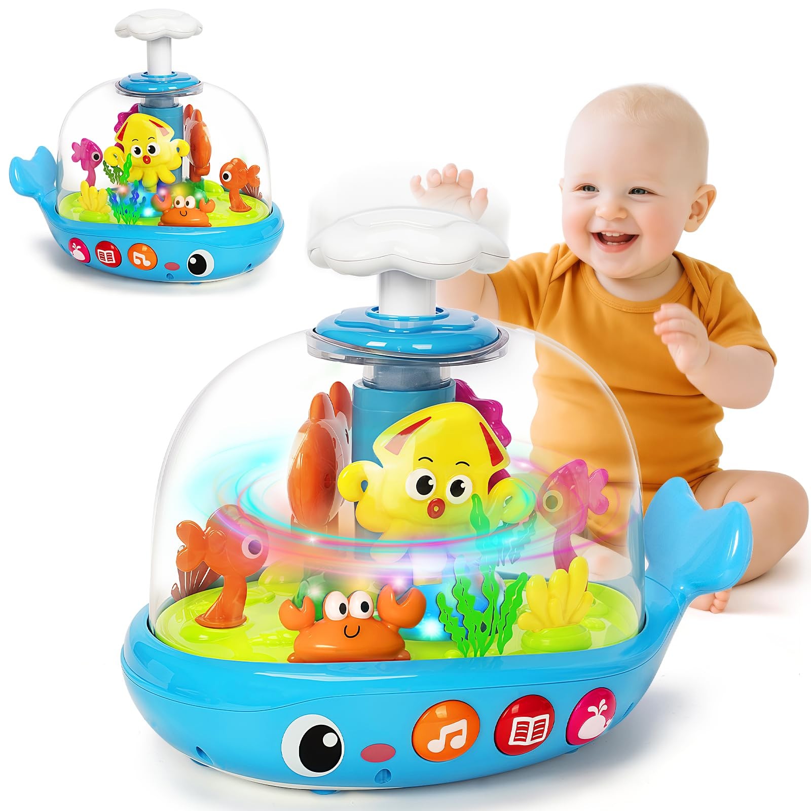 6-12 Months, Musical Aquarium Infant Toys For 7 8 9 10 11 Mo