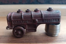 Antique A.C. Williams Cast Iron Gasoline Motor Oil Truck Tanker Trailer 1930s