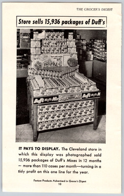 1944 PRINT AD Duff's Mixes Waffle Hot Muffin Store Display Store Sells 15,936