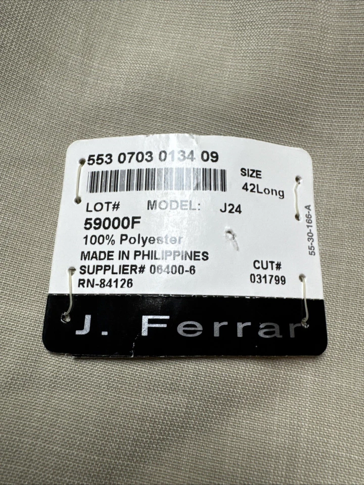 J Ferrar Suit Jacket Mens Size 42L Modern Fit Tan Plaid NEW Sport Coat Blazer - Image 3 of 4