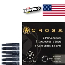 High Quality Fountain Pen Ink Cartridges Black Pack of 6 for Consistent Ink Flow