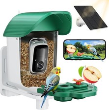 Bird Feeder w/ Camera Solar Powered Outdoor Smart Birdhouse AI Identifies 1000 
