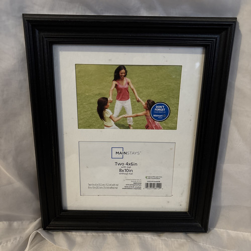 Mainstays 8x10 or Dbl 4x6 Black Plastic Photo Frame - Picture 1 of 3