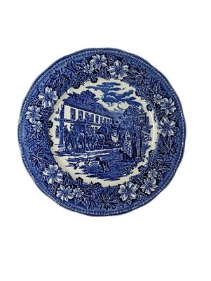Royal Tudor Ware Coaching Taverns Platter Blue Transferware England Vintage