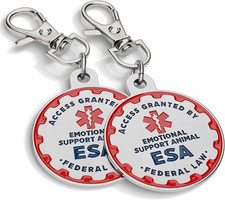 Emotional Support Dog Tag, 2 Pack: Metal Pet ID Tags for Emotional Support Dogs,