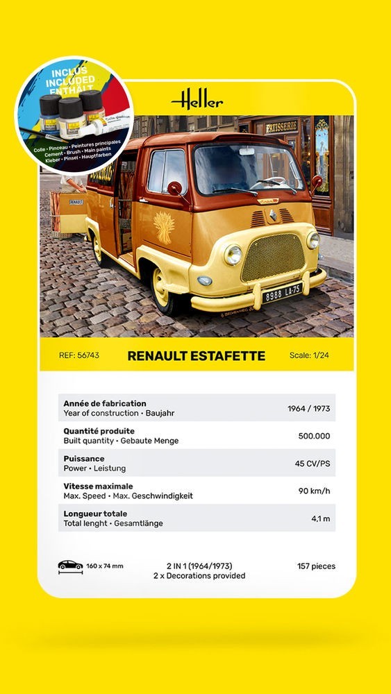 Heller Renault Estafette 1/24 kit de modélisme complet pour soirée créative