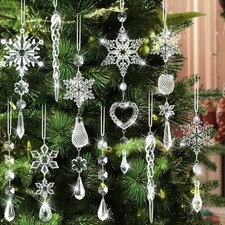 Crystal snowflake christmas tree ornaments holiday decorations 21pcs