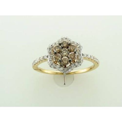 Le Vian 14K Yellow Gold Cocktail Ring 0.84 cts Chocolate Vanilla Diamonds Size 7