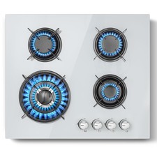 Gas Hob 4 Burners TopStrong Built in White Gas Hob 60cm with Flame Out