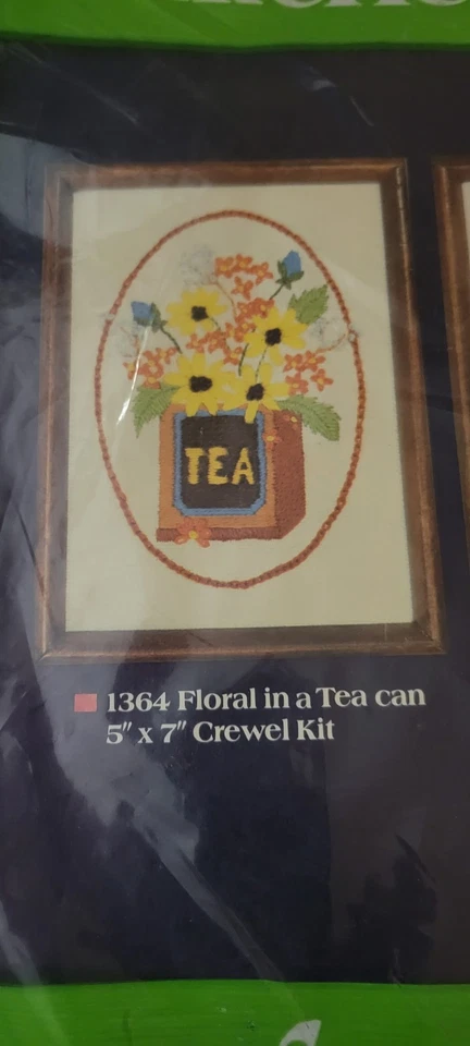Kit de bordado 2 expresiones creativas crewel #1364, 1365 floral en una lata de té 5x7 Foto 3 de 4