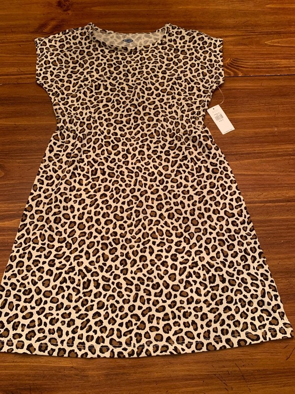 GIRL’S OLD NAVY LEOPARD PRINT COTTON  DRESS SIZE SMALL 6 7  WITH TAGS NWT