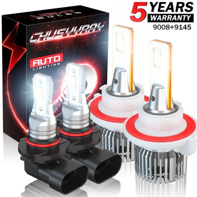 For Chevy HHR 2006-2011 4PC LED Headlight + Fog Light Bulbs Combo 6000K White