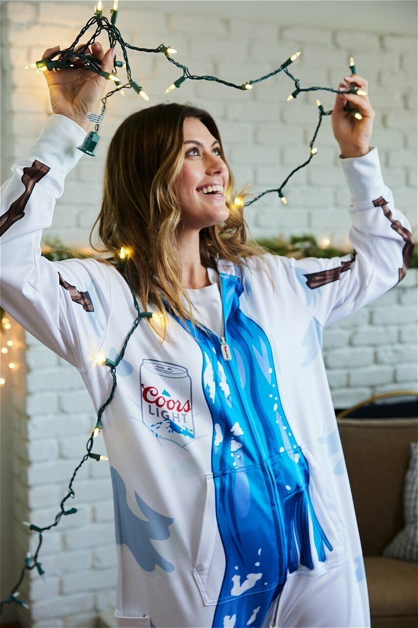 NEW Coors Light Beer Adult Winter Holiday Jumpsuit Hoodie Full Body