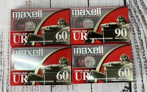 Maxell UR-60 Blank 60 min Audio Cassette Tapes - Lot of 4