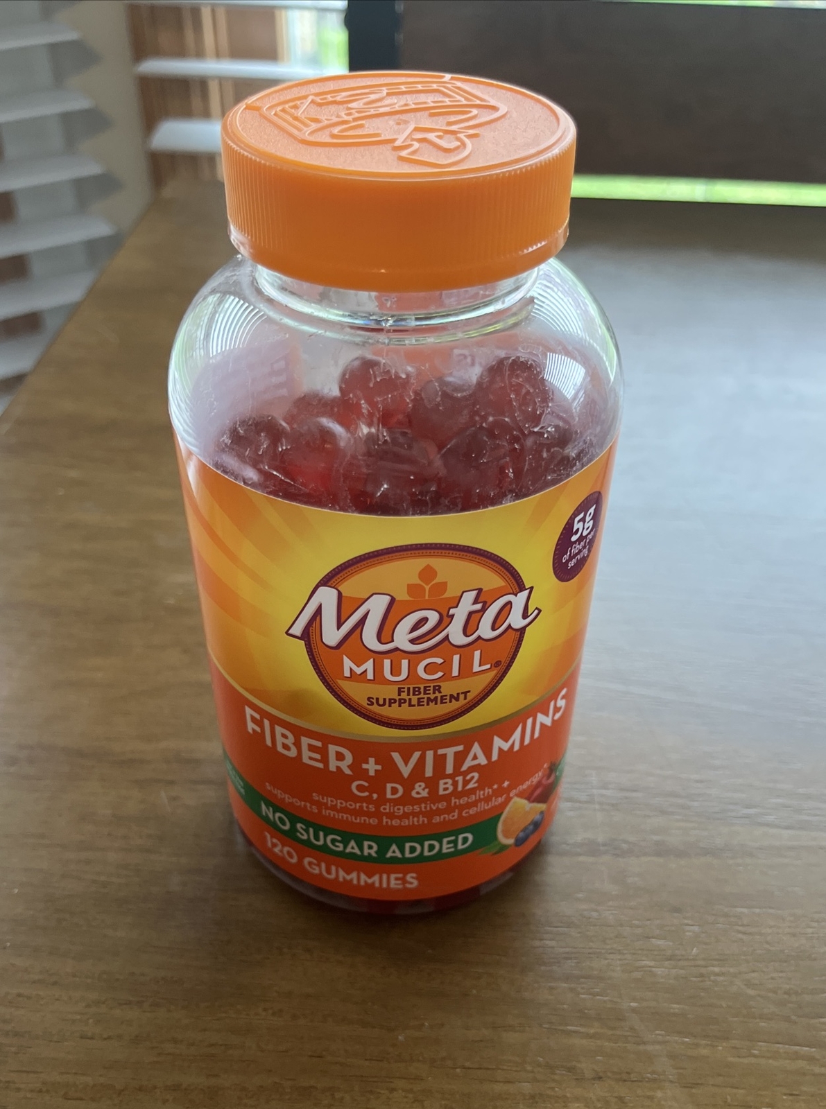 Gomitas suplemento de fibra Metamucil + vitaminas C, D, B12, sin azúcar añadido 120 unidades