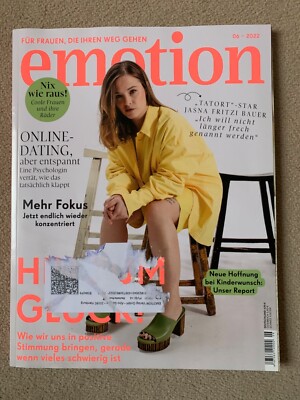 emotion Magazin  06-2022: Jana Fritzi Bauer, Sebastian Fitzek, Sara Nuru, Afghan