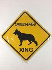 GERMAN SHEPHERD XING Small Metal Caution Dog Crossing Sign 6  x6   NEW 