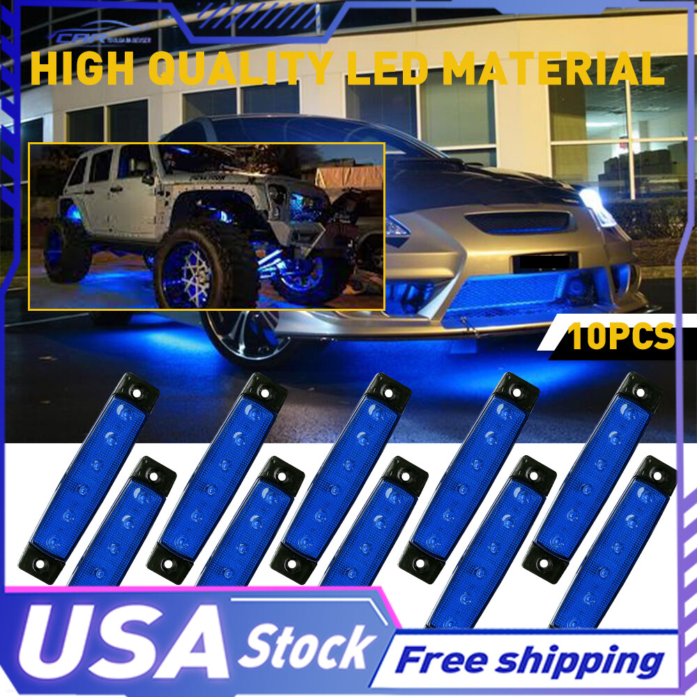 10Pods Blue Rock LED Wheel Underbody Lights For Jeep Offroad Truck UTV ATV Boat