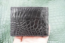 Real Crocodile Leather Skin Men's Money Clip WALLET Black  X37