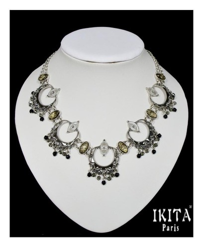 Collana Kette Collier Metallo Ikita Paris Emaille Vetro Orientale