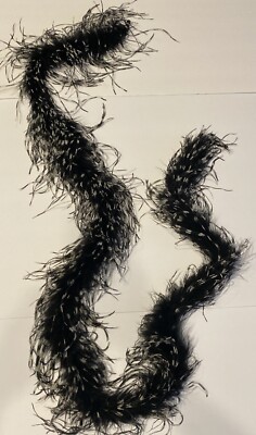 Natural Feather Boa 74  L Black White Coque 4  W Halloween Theater Costume EUC