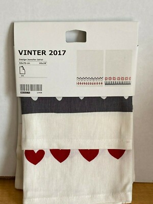 Ikea Dish Towel 2 Pack Dishcloth Red White 20'' x 28'' Vinter 2017 NEW