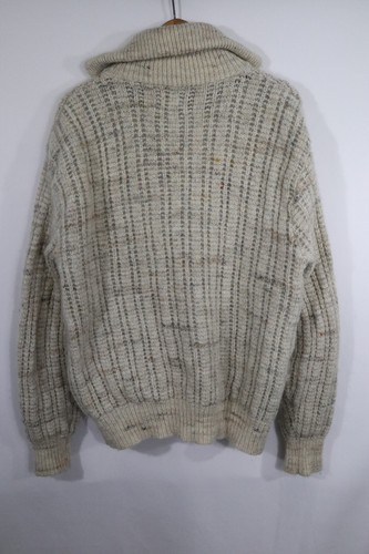 Vintage 1960s Pendleton Wool Oatmeal Tweed Cardigan Zip Front Sweater Mens XL - Picture 3 of 5