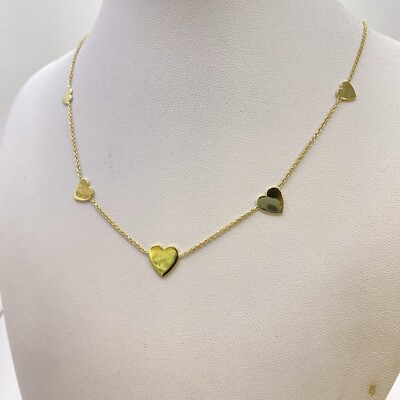 14 Karat Gold zarte Herzen Kette Halskette 4,4 gr