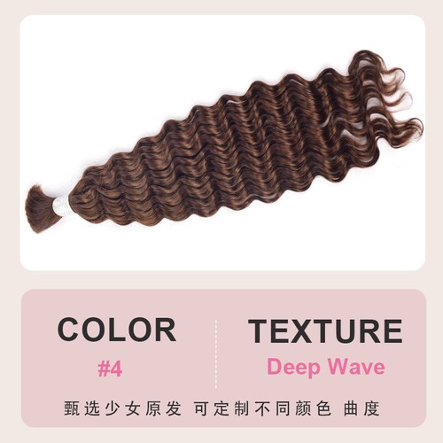 Real Human Hair Bulk for Braiding Deep Wave Brazilian Remy Bulk Hair Extensions - Picture 13 of 35