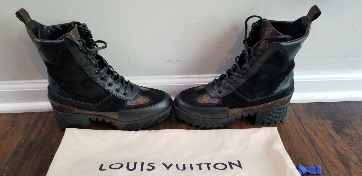 Louis Vuitton Laureate Black Monogram Platform Desert Boots (Size