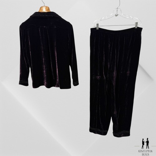 Vintage Citron Santa Monica S Silk Blend Set Jacket Top Bottom Pants Velvet READ - Picture 6 of 19