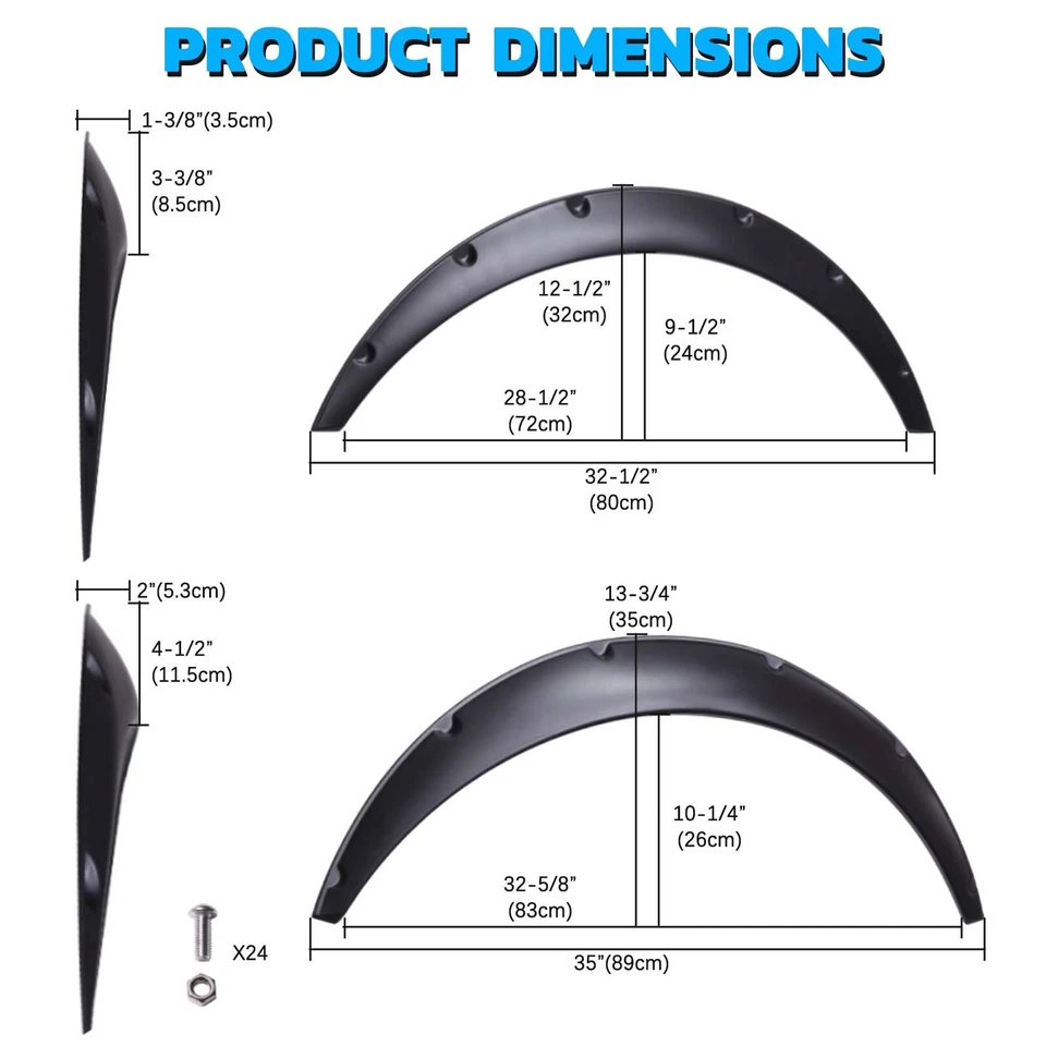 芬达耀斑车轮 32 英寸 + 35 英寸宽车身拱门适用于 1 系列 E81 E82 E87 E88 i125 — 第 2/4 张图片