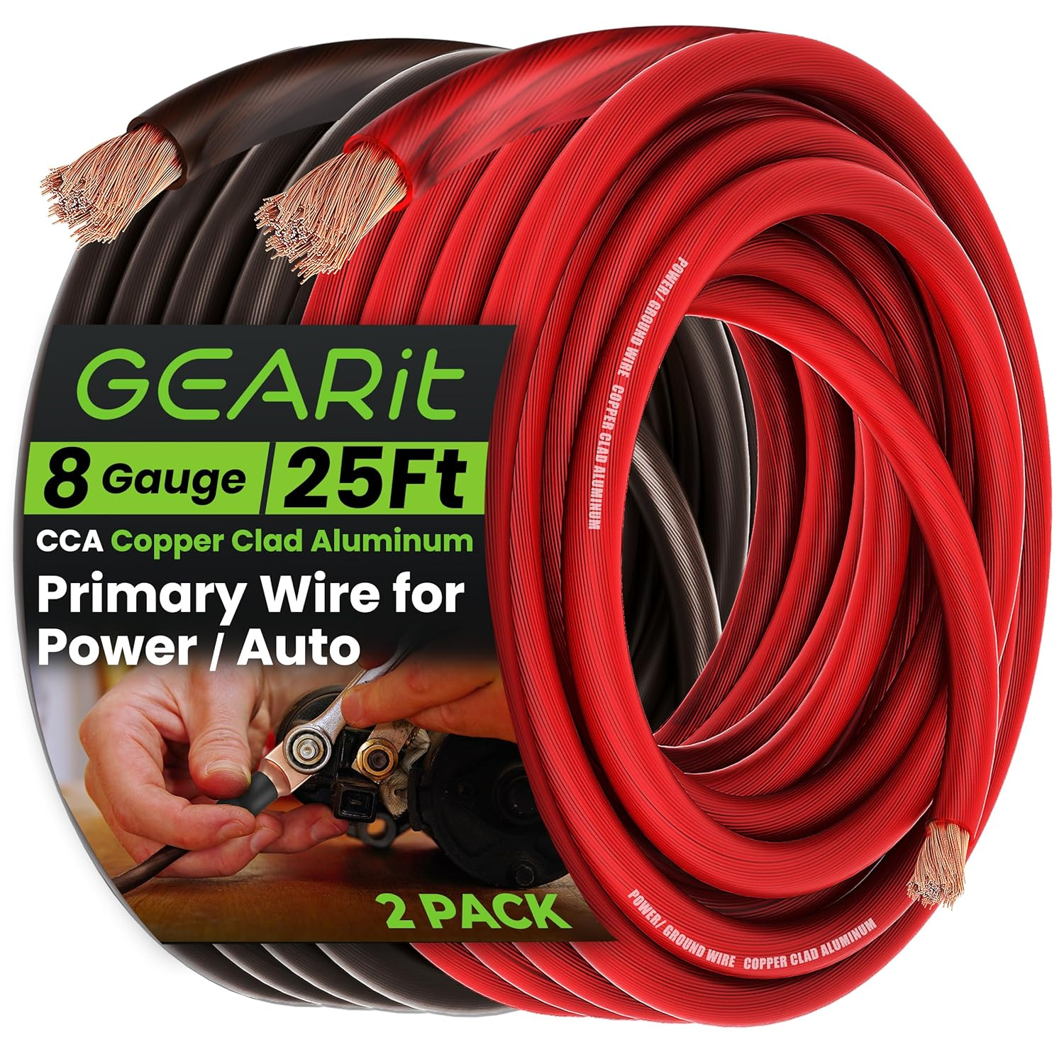 , 8 Gauge Wire, for Automotive Power/Ground, Battery Cable, Car Audio, RV, Amp,