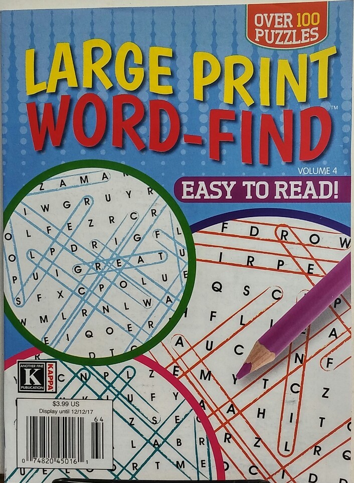 Kappa Large Print Word Find Volume 4 Over 100 Puzzles FREE SHIPPING sb ...