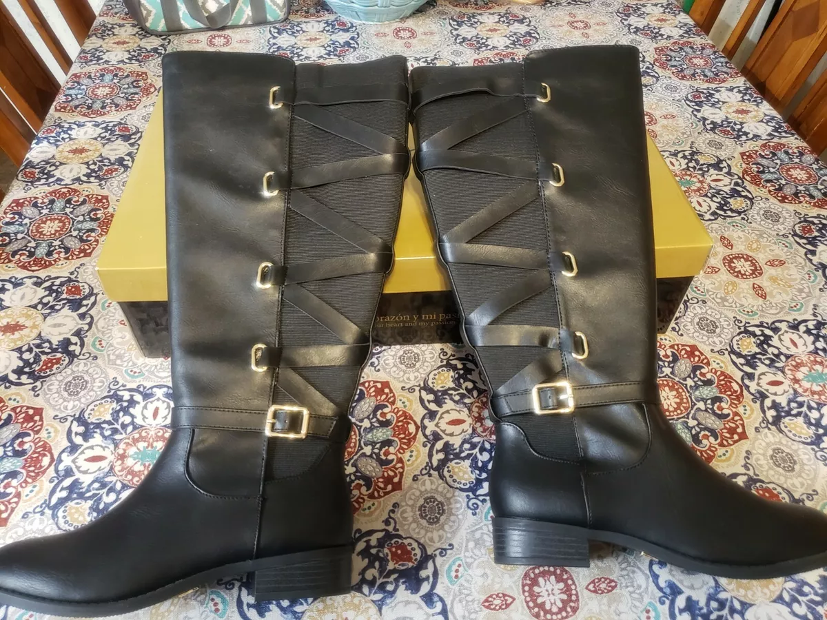 Wide calf black boots size 10 cheap