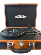 Victrola Bluetooth Portable Suitcase Turntable with Built-in Speakers - Brown