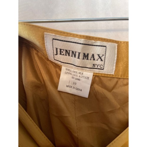 Jenni Max Vintage 100% Seda Pantalón Traje Conjunto de Lujo Pantalón Dorado Talla 10 Blazer Talla 12 - Imagen 9 de 12
