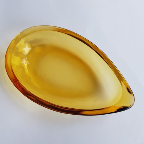 Art Glass Bohemia Czech amber boat dish Hanus design Gablonz Glassworks 1960s - Picture 6 of 10