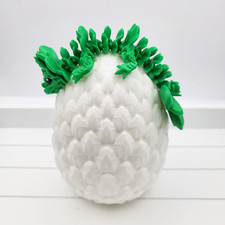 3D Printed Baby Lucky Clover Dragon in Egg - Fully Articulated Dragon in Egg