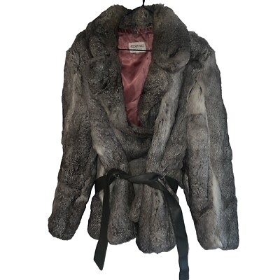 Nelson Hall 100% Rabbit Fur Satin Lined, Belted Women's Jacket