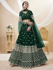 Presenting New Green Georgette Lehenga And Blouse With Net Dupatta For Function