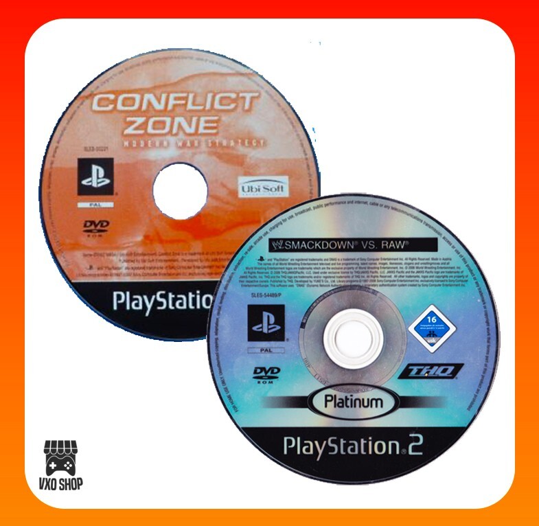 Lotto Jeux PS2 PlayStation 2 Smackdown Vs Raw + Conflict Zone (Seulement Disque)