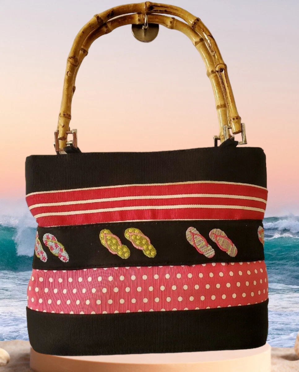Braciano Small Tote Purse Handbag with Bamboo Double Handles Flip Flops
