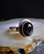 Ring  Silber 925 schwarzer Onyx modern klar e...