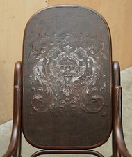 EXQUISITE VICTORIAN THONET ROCKING CHAIR WITH CHERUB CARVED BACK & SEAT PANELS