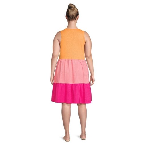 Terra & Sky Women's Plus Size Tiered Tank Dress, Size:0X(14)