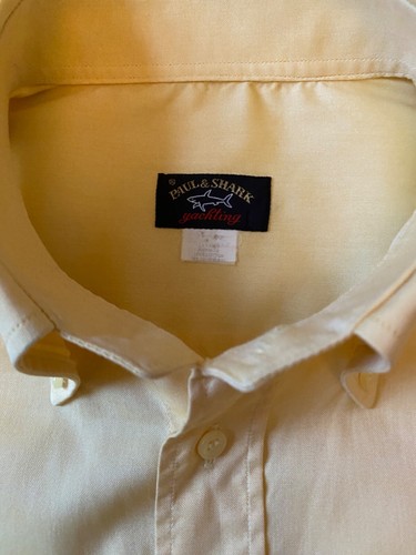 PAUL & SHARK YELLOW BUTTON CUFF CHEST LOGO SHIRT L / XL - Picture 4 of 8