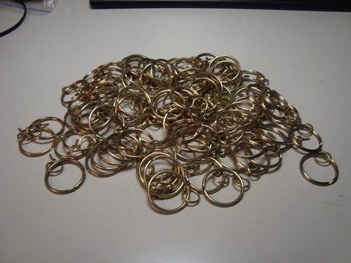 Lot of 100, Gold Colored Split Key Rings 1 - 3/16" + 1/2" + Eye Screw  (1068c)