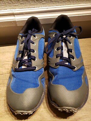 MERRELL BOYS BLUE GREY LOW TOP HIKING SHOES 3 LACE UP ROUND TOE OUTDOOR HIKING 6